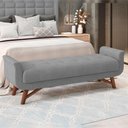 Ver imagem 2 de Puff Recamier Decorativo com Pés em Madeira 195 Cm Itália P05 Bouclê Cinza - Lyam Decor