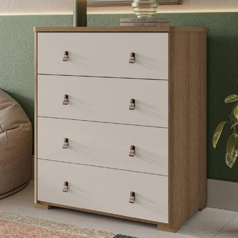 Cômoda Enseada 04 Gavetas Móveis Rimo - Jequitibá/palha