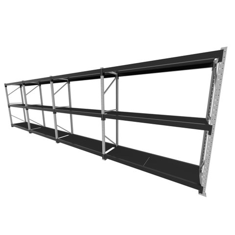Mini Porta Pallet 200 Kg por Nivel Inicial +3 Continuação com 3 Niveis Preto com Mdf Preto