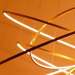 Pendente LED 5 Anéis Dourado 240W Iluminação Pé Direito Duplo - 5