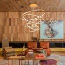 Ver imagem 6 de Pendente LED 5 Anéis Dourado 240W Iluminação Pé Direito Duplo