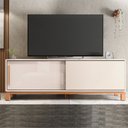Ver imagem 5 de Bancada Átomo 179,4cm para Tv até 65 com 2 Portas de Correr Ripadas Mdp Offwhite/freijo G11 - Gran B