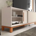 Ver imagem 4 de Bancada Átomo 179,4cm para Tv até 65 com 2 Portas de Correr Ripadas Mdp Offwhite/freijo G11 - Gran B