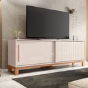 Ver imagem 3 de Bancada Átomo 179,4cm para Tv até 65 com 2 Portas de Correr Ripadas Mdp Offwhite/freijo G11 - Gran B