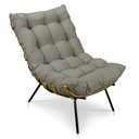 Ver imagem 2 de Kit Poltrona e Puff Costela Suede Marrom Rato Base Metal