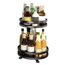 Fruteira Cesto Organizador 2 Andares Giratorio Prateleira Porta Condimento Vinho Cozinha Banheiro Ba - 12