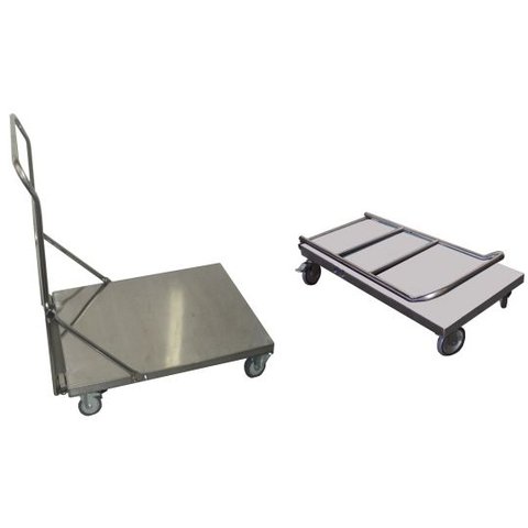 Carro plataforma em aço inox com alça dobrável Therj CPDInox 40cm x 80cm