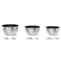 Conjunto de Bowls Tigelas de Inox com Tampa Plástica - 3