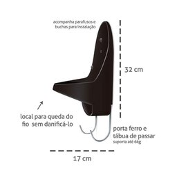 Suporte para Ferro e Tábua de Passar Roupas de Parede Black - 4