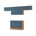 Ver imagem 2 de Cozinha Compacta Planejada 4 Peças 3 Aéreos 1 Balcão Soho CabeCasa MadeiraOriginals Azul/Freijó