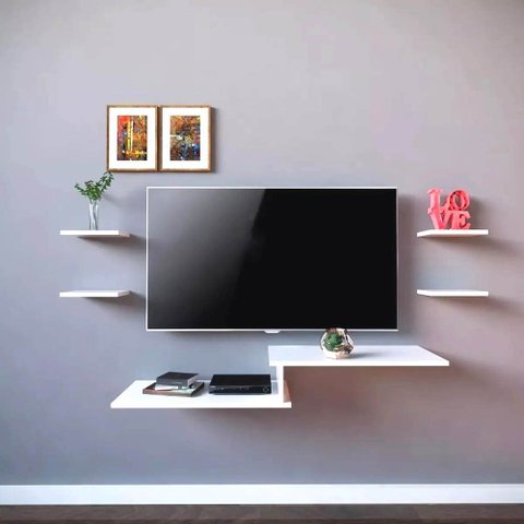 Kit Rack e Prateleiras Mdf Branco Tx Prtbr022