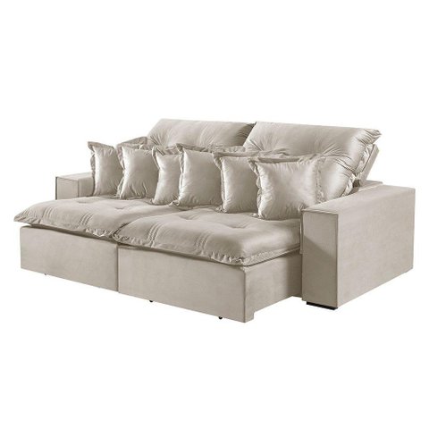 Sofá 3 Lugares Retrátil e Reclinável M-144 Veludo Martins Creme