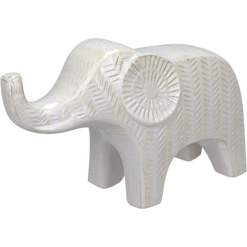 Adorno Decorativo Enfeite Casa Home&co Elefante Cerâmica 17x30x10cm Branco