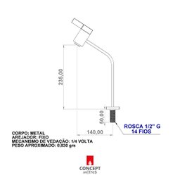 Torneira Luxo Square Alta Lavatório ou Cozinha Rosê Fosco Cano Retangular 89062 Concept Metais - 5