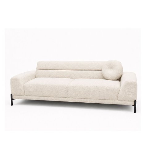 Sofá Arezzo 2 Lugares Pés Preto 180cm Bouclé Off White - Sallar Home