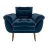 Poltrona Decorativa Confortável Pés em Madeira Maciça Xangai Veludo Azul Matrix - 2