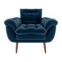 Ver imagem 2 de Poltrona Decorativa Confortável Pés em Madeira Maciça Xangai Veludo Azul Matrix