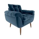 Ver imagem 1 de Poltrona Decorativa Confortável Pés em Madeira Maciça Xangai Veludo Azul Matrix