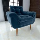 Ver imagem 3 de Poltrona Decorativa Confortável Pés em Madeira Maciça Xangai Veludo Azul Matrix