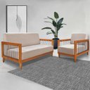 Ver imagem 1 de Conjunto Poltrona e Namoradeira Sala de Estar Pés Madeira Maciça Corda Náutica Preta 160cm Manila Li