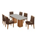 Ver imagem 2 de Mesa de Jantar Eloise Tampo Mdf Vidro com 6 Cadeiras Moderna Veludo Marrom/off White/naturale