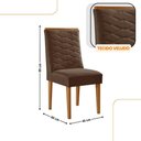 Ver imagem 3 de Mesa de Jantar Eloise Tampo Mdf Vidro com 6 Cadeiras Moderna Veludo Marrom/off White/naturale