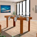 Ver imagem 1 de Mesa De Madeira Maciça 6 Lugares Nogueira Pérola Flamingo Móveis