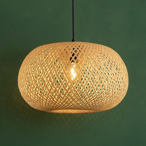 Pendente Fibra Natural Artesanal Boho Bambu Fib01