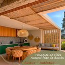 Ver imagem 2 de Pendente Fibra Natural Artesanal Boho Bambu Fib01