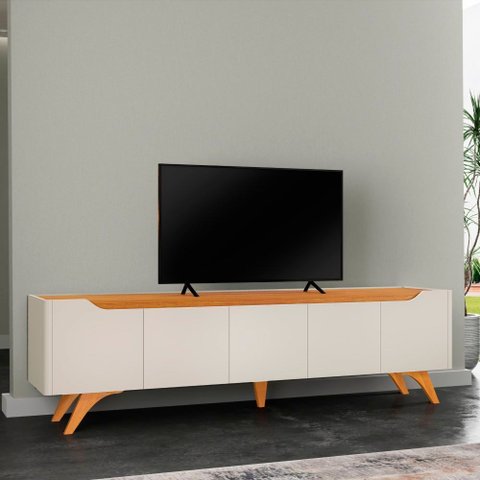 Rack Grecia para Tv até 75 Polegadas 4 Portas 1 Gaveta:naturalle/off