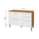 Ver imagem 4 de Gabinete P- Pia Cozinha Balcão C- Tampo Burguesa Premium C- 2 Portas e 3 Gavetas 120cm Freijo-