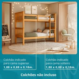 Beliche Solteiro Madeir Maciça Reforçada com Grade e Escada - 4