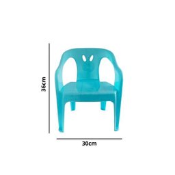 3 Cadeiras Mini Poltrona Infantil de Plástico Azul - 2