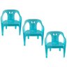 3 Cadeiras Mini Poltrona Infantil de Plástico Azul - 1