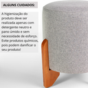 Ver imagem 6 de Kit 02 Puff Piave Decorativo Tecido Linho Banqueta Redondo Pés de Madeira Maciça