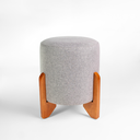 Ver imagem 2 de Kit 02 Puff Piave Decorativo Tecido Linho Banqueta Redondo Pés de Madeira Maciça