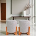 Ver imagem 7 de Kit 02 Puff Piave Decorativo Tecido Linho Banqueta Redondo Pés de Madeira Maciça