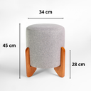 Ver imagem 4 de Kit 02 Puff Piave Decorativo Tecido Linho Banqueta Redondo Pés de Madeira Maciça