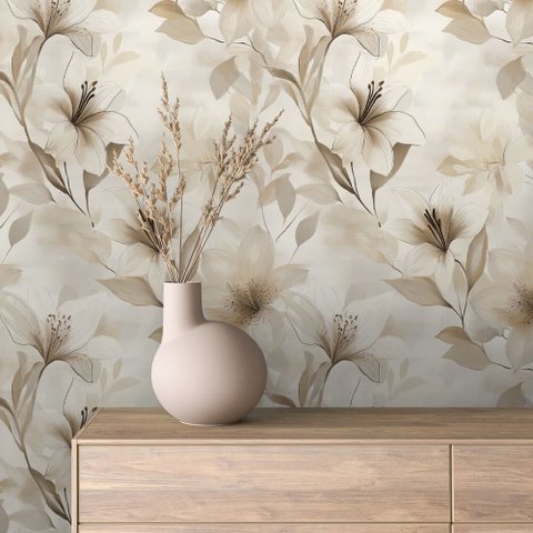 Papel de Parede Adesivo Vinílico Decorativo Floral para Quartos e Salas