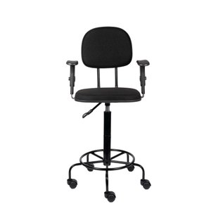 Cadeira Caixa Alta com Rodizios Bracos de Regulagem de Altura Atendimento Recepção Balcão Popmov Cai