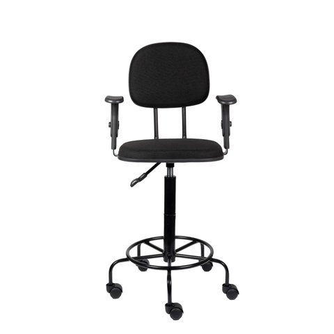 Cadeira Caixa Alta com Rodizios Bracos de Regulagem de Altura Atendimento Recepção Balcão Popmov Cai