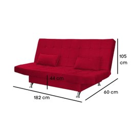Sofá Cama Casal com Almofadas Gabriella Suede Vermelho - 3
