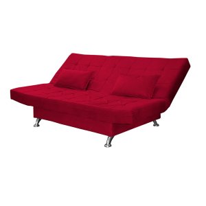 Sofá Cama Casal com Almofadas Gabriella Suede Vermelho