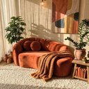 Ver imagem 1 de Sofá Curvo 3 Lugares Orgânico Confortável Serena Veludo Terracota - Montanari'S Decor