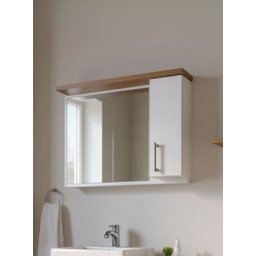 Gabinete para Banheiro com Cuba e Espelheira 80cm Mdf Freijo com Branco Paris - On Móveis - 8