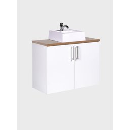 Gabinete para Banheiro com Cuba e Espelheira 80cm Mdf Freijo com Branco Paris - On Móveis - 13
