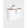 Gabinete para Banheiro com Cuba e Espelheira 80cm Mdf Freijo com Branco Paris - On Móveis - 13