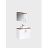 Gabinete para Banheiro com Cuba e Espelheira 80cm Mdf Freijo com Branco Paris - On Móveis - 11