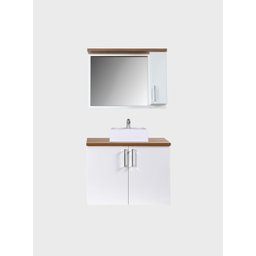 Gabinete para Banheiro com Cuba e Espelheira 80cm Mdf Freijo com Branco Paris - On Móveis - 10