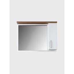 Gabinete para Banheiro com Cuba e Espelheira 80cm Mdf Freijo com Branco Paris - On Móveis - 4